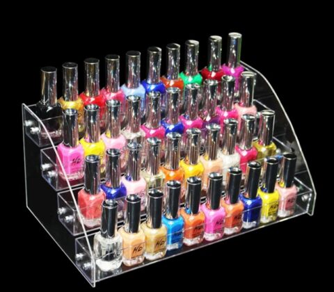 Custom clear acrylic 4 tiers nail polish display risers DMD-3029