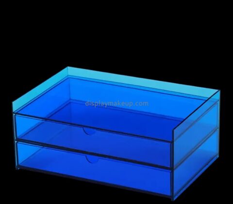 Custom translucent blue acrylic beauty 2 drawers organizer DMO-781