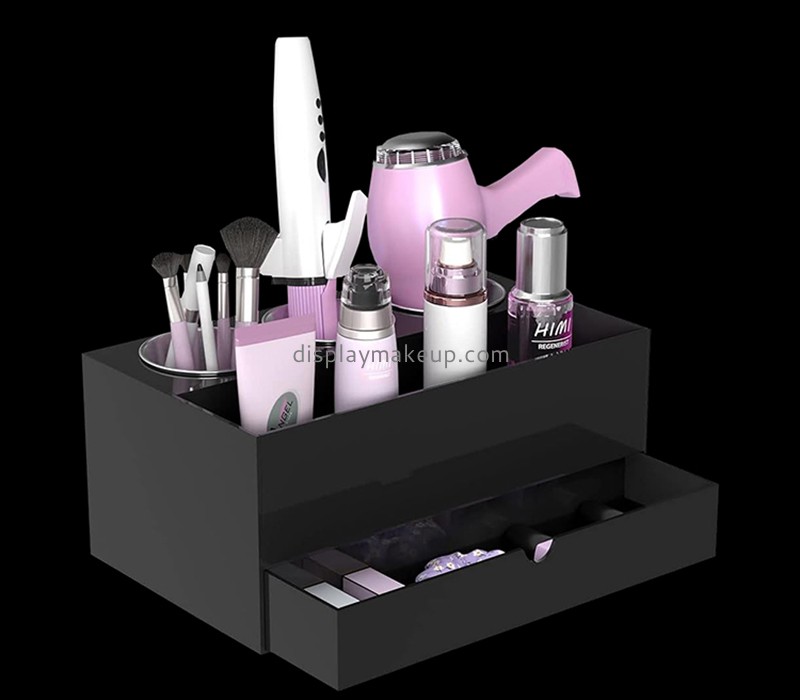 Custom black acrylic hair styling tool organizer with drawer DMO-765