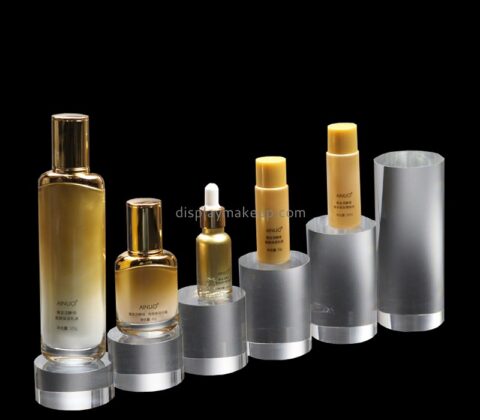 Custom clear acrylic skincare cylindrical display blocks stands DMD-3012