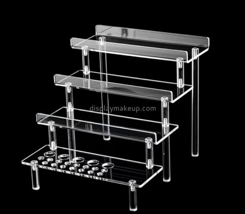 Acrylic display manufacturer custom plexiglass 4-tier makup lotion display riser DMD-2997