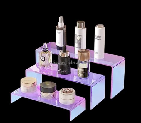 China plexiglass manufacturer custom iridescent acrylic skin care display risers DMD-2975