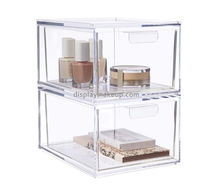 Custom design acrylic makeup storage box cosmetic counter display acrylic makeup organizer drawers DMO-031