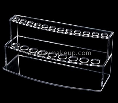 Wholesale 2 tiers transparent acrylic makeup counter display with dividers DMD-016