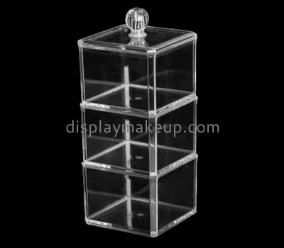 Acrylic factory customized acrylic makeup pad holder box with lid DMO-607