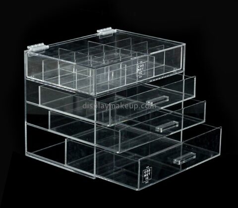 China acrylic manufacturer customize cheap clear cosmetic makeup organizer with drawers DMO-561