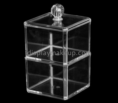 Makeup display stand suppliers customize acrylic cotton ball and swab holder box with lid DMO-541