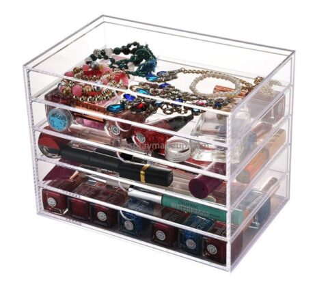 Custom design clear acrylic makeup organizer with drawer DMO-017